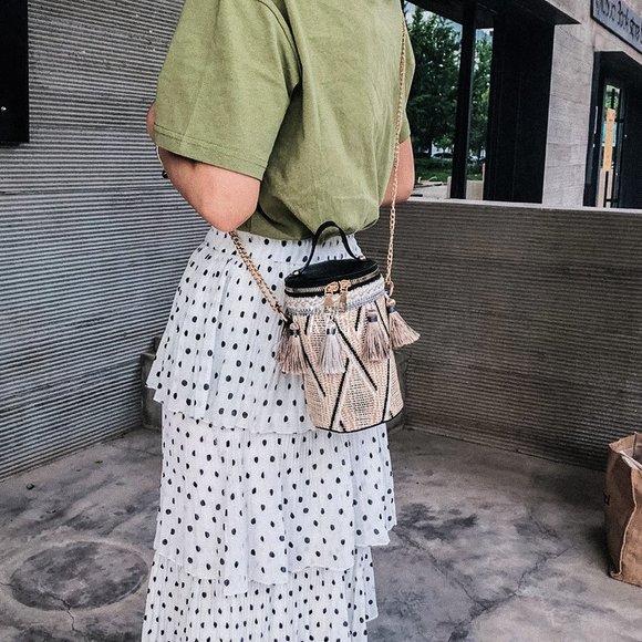 Staycation Tassle round bucket bag purse - Picture 7 of 8